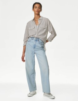 Cotton Rich Striped Utility Girlfriend Shirt