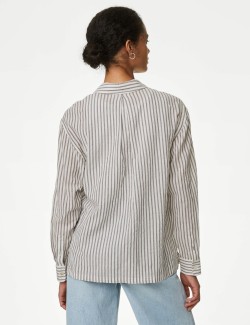 Cotton Rich Striped Utility Girlfriend Shirt