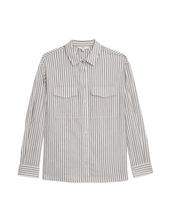 Cotton Rich Striped Utility Girlfriend Shirt