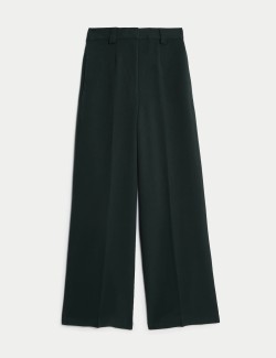 Crepe Tab Detail Wide Leg Trousers