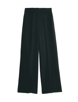 Crepe Tab Detail Wide Leg Trousers