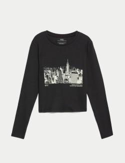 Cotton Rich NYC Graphic Ribbed Top (6-16 Yrs)