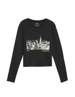 Cotton Rich NYC Graphic Ribbed Top (6-16 Yrs)