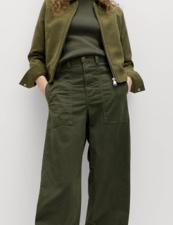 Cotton Rich Barrel Leg Trousers