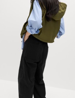 Cotton Rich Barrel Leg Trousers