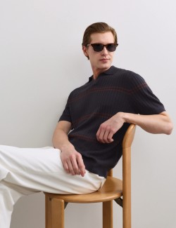 Merino Wool Rich Knitted Polo Shirt with Silk