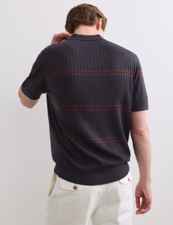 Merino Wool Rich Knitted Polo Shirt with Silk