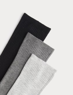 3 Pack Supersoft Ribbed Crew Socks