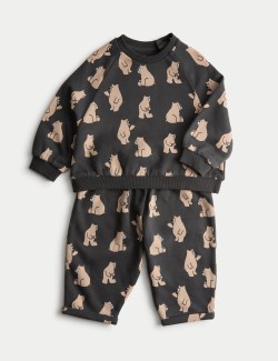 Dvoudílný outfit tepláků s medvídkem (0–3 roky)