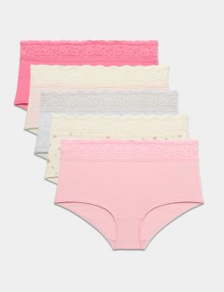 5pk Cotton Rich Printed High Rise Shorts