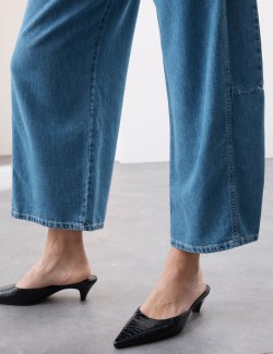Lyocell™ Blend High Waisted Pleat Front Barrel Jeans