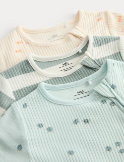 3 Pack Cotton Rich Sea Life Print Rompers (7lbs-3 Yrs)