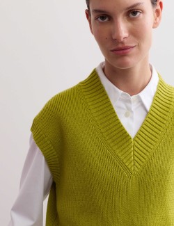 Pure Merino Wool V-Neck Knitted Vest