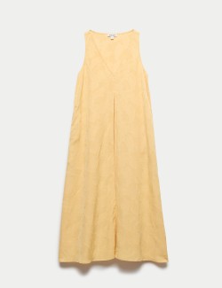 Lyocell Blend Jacquard V-Neck Midi Dress