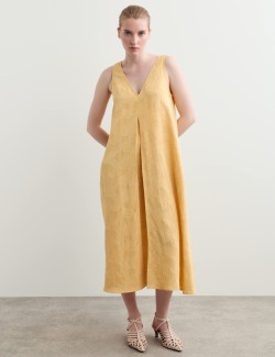 Lyocell Blend Jacquard V-Neck Midi Dress