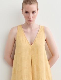 Lyocell Blend Jacquard V-Neck Midi Dress