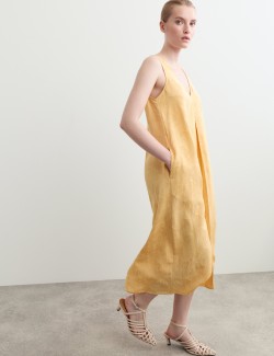Lyocell Blend Jacquard V-Neck Midi Dress