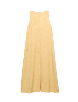 Lyocell Blend Jacquard V-Neck Midi Dress