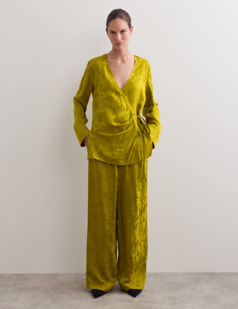 Avocado Oil Viscose Jacquard Trouser