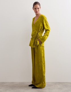 Avocado Oil Viscose Jacquard Trouser
