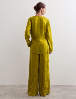 Avocado Oil Viscose Jacquard Trouser