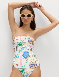 Plavky typu bandeau s potiskem