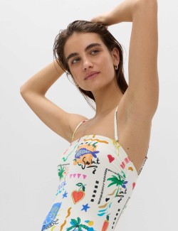 Plavky typu bandeau s potiskem