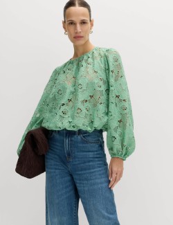 Lace Cutwork Detail Blouse