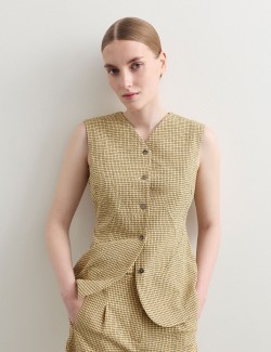 Cotton Rich Checked Seersucker Waistcoat