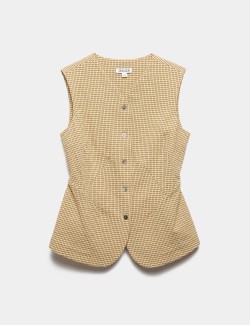 Cotton Rich Checked Seersucker Waistcoat