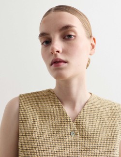 Cotton Rich Checked Seersucker Waistcoat