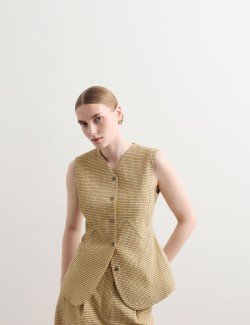 Cotton Rich Checked Seersucker Waistcoat