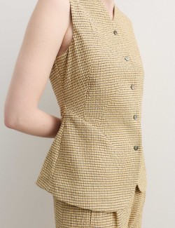 Cotton Rich Checked Seersucker Waistcoat