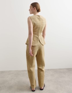 Cotton Rich Checked Seersucker Waistcoat