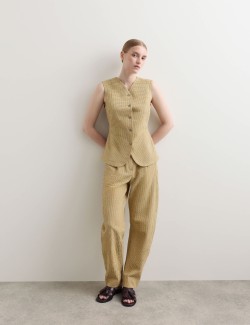 Cotton Rich Checked Seersucker Waistcoat