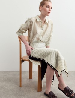 Tencel™ Rich Striped Midaxi Wrap Skirt