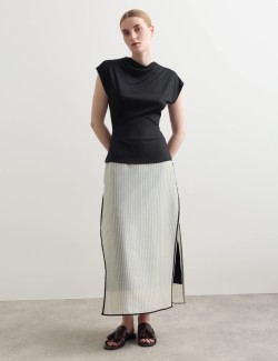 Tencel™ Rich Striped Midaxi Wrap Skirt