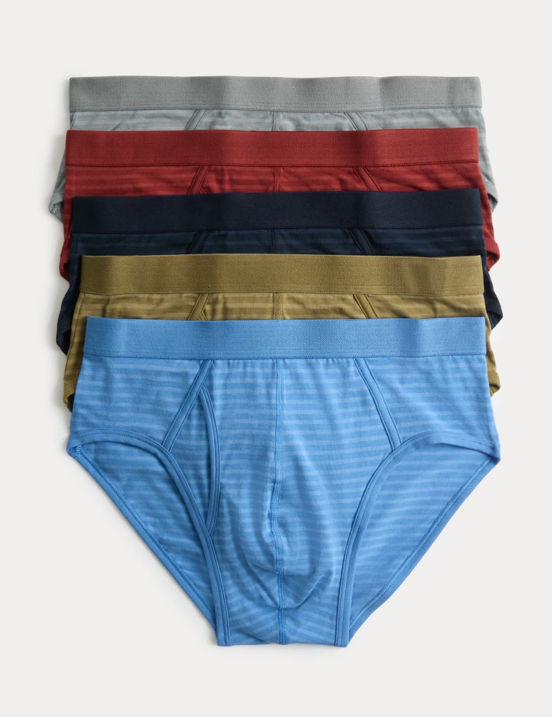 5 Pack Cotton Stretch Striped Briefs