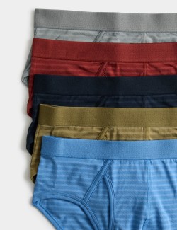 5 Pack Cotton Stretch Striped Briefs