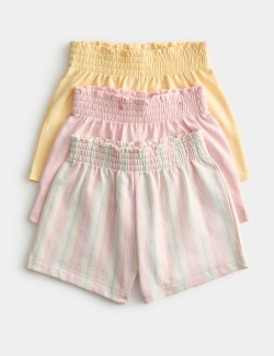 Šortky z čisté bavlny s více vzory, 3 ks (0–5 let)