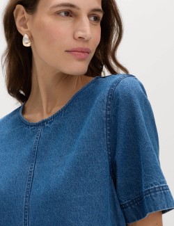 Pure Cotton Denim Mini T-Shirt Dress