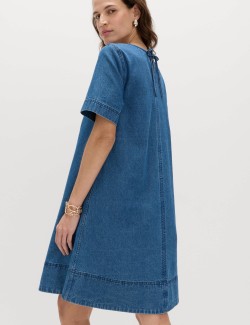 Pure Cotton Denim Mini T-Shirt Dress