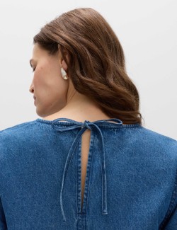 Pure Cotton Denim Mini T-Shirt Dress
