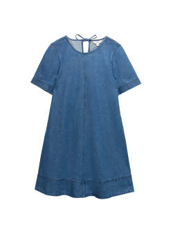 Pure Cotton Denim Mini T-Shirt Dress