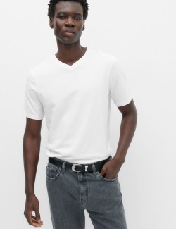 Pure Cotton V Neck T-Shirt