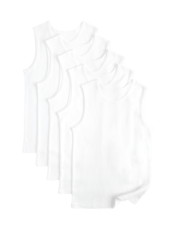 5 Pack Pure Cotton Plain Vests (2-14 Yrs)