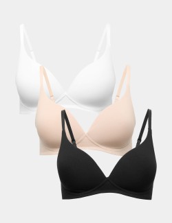 3pk Non Wired Plunge T-Shirt Bras A-E