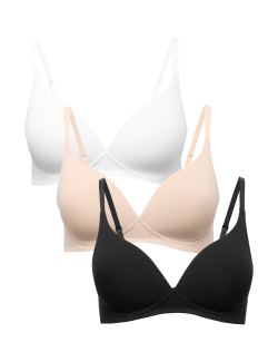 3pk Non Wired Plunge T-Shirt Bras A-E