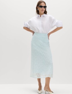 Cotton Rich Lace Midi A-Line Skirt