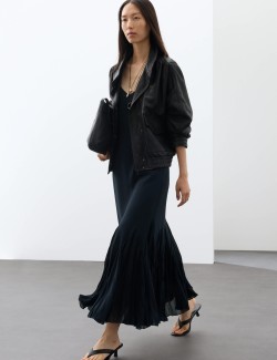 V-Neck Pleat Detail Maxi Slip Dress